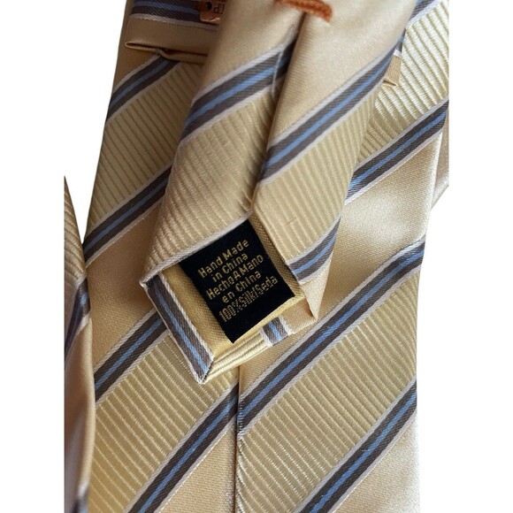 Donald Trump Signature Collection Necktie 100% Silk Yellow Blue Gold Stripe Tie - Picture 10 of 14